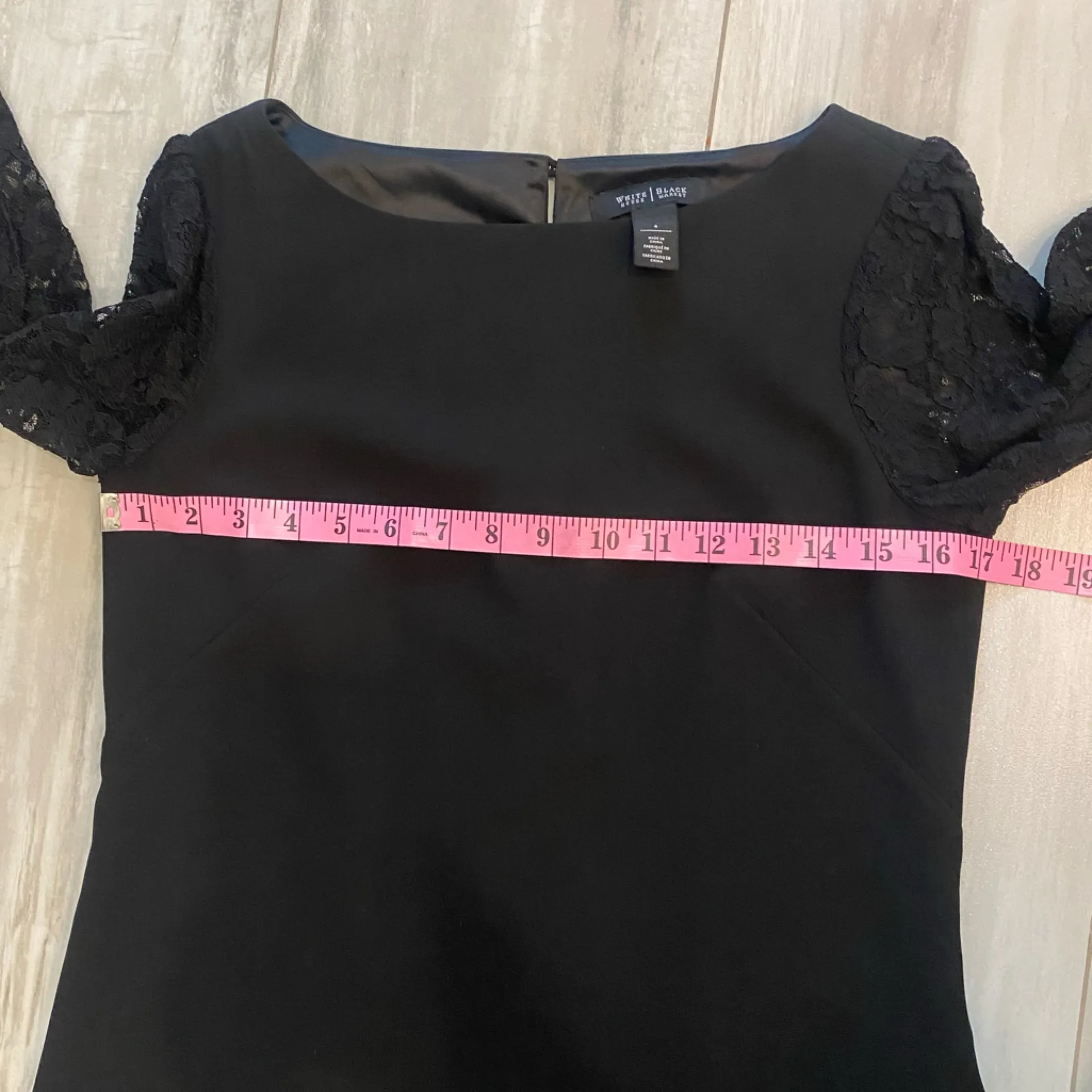 White House Black Market Elegant Black Dress with Lace Statement Sleeves, size 4 - Image 10