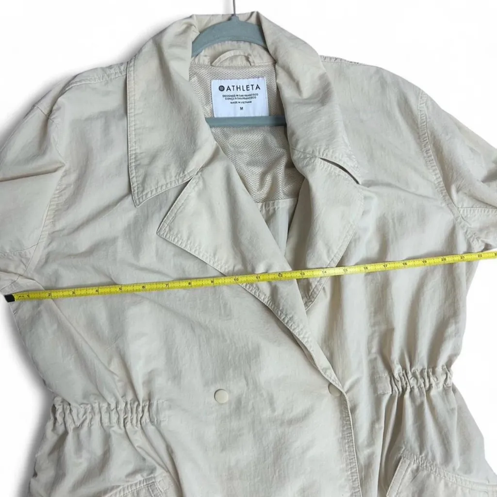Athleta Luna Trench Coat Medium Dune Soft Beige Lightweight Utility Jacket - Image 5