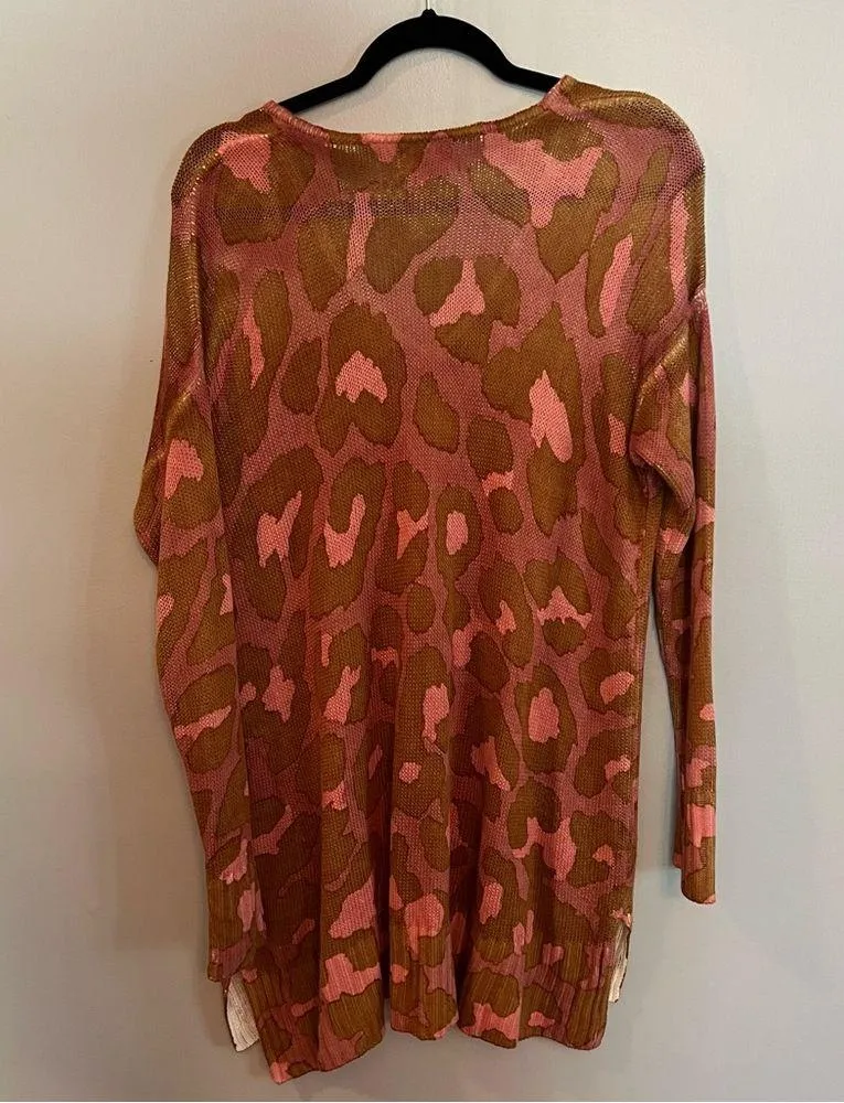 Show Me Your MuMu Hug Me Oversized V-Neck Leopard Pink Sweater Size XS - Image 8