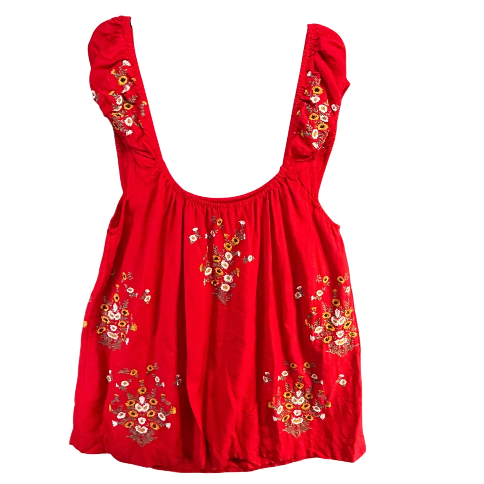 Free People Wildflower Embroidered Mini Dress Womens XL Red Floral Boho Feminine - Image 5