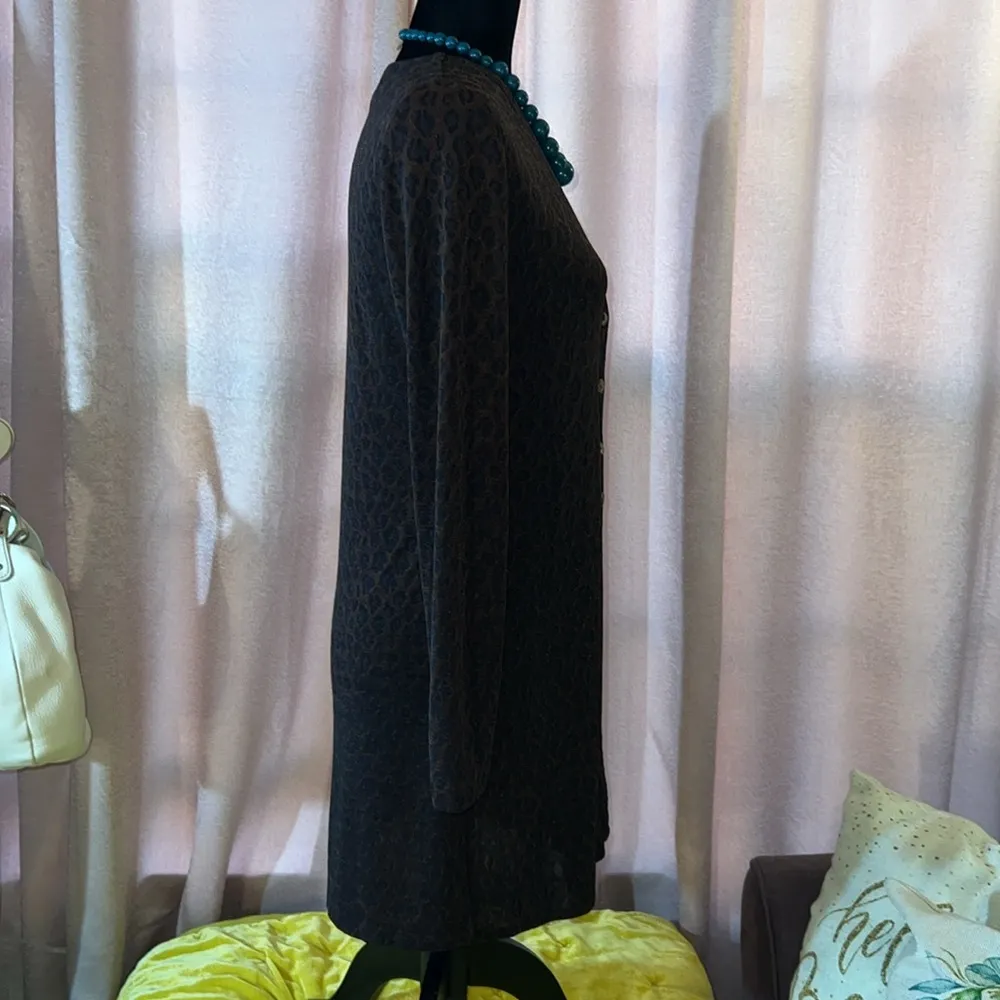 Vintage  Size 4P Animal Print V Neckline Midi Cardigan - Image 5