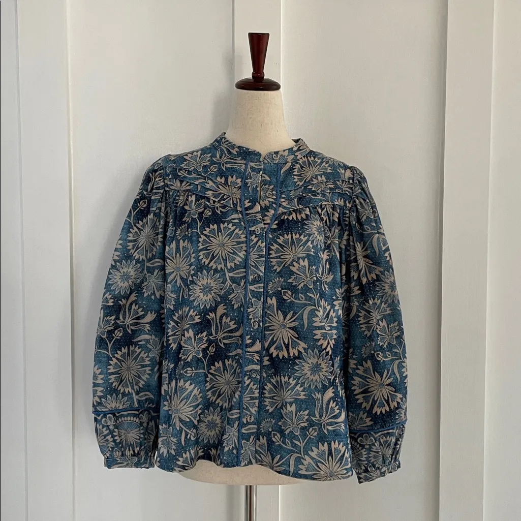 CHUFY Ilse Zoe Organic Cotton Top in Blue Multi Size XS - Image 6