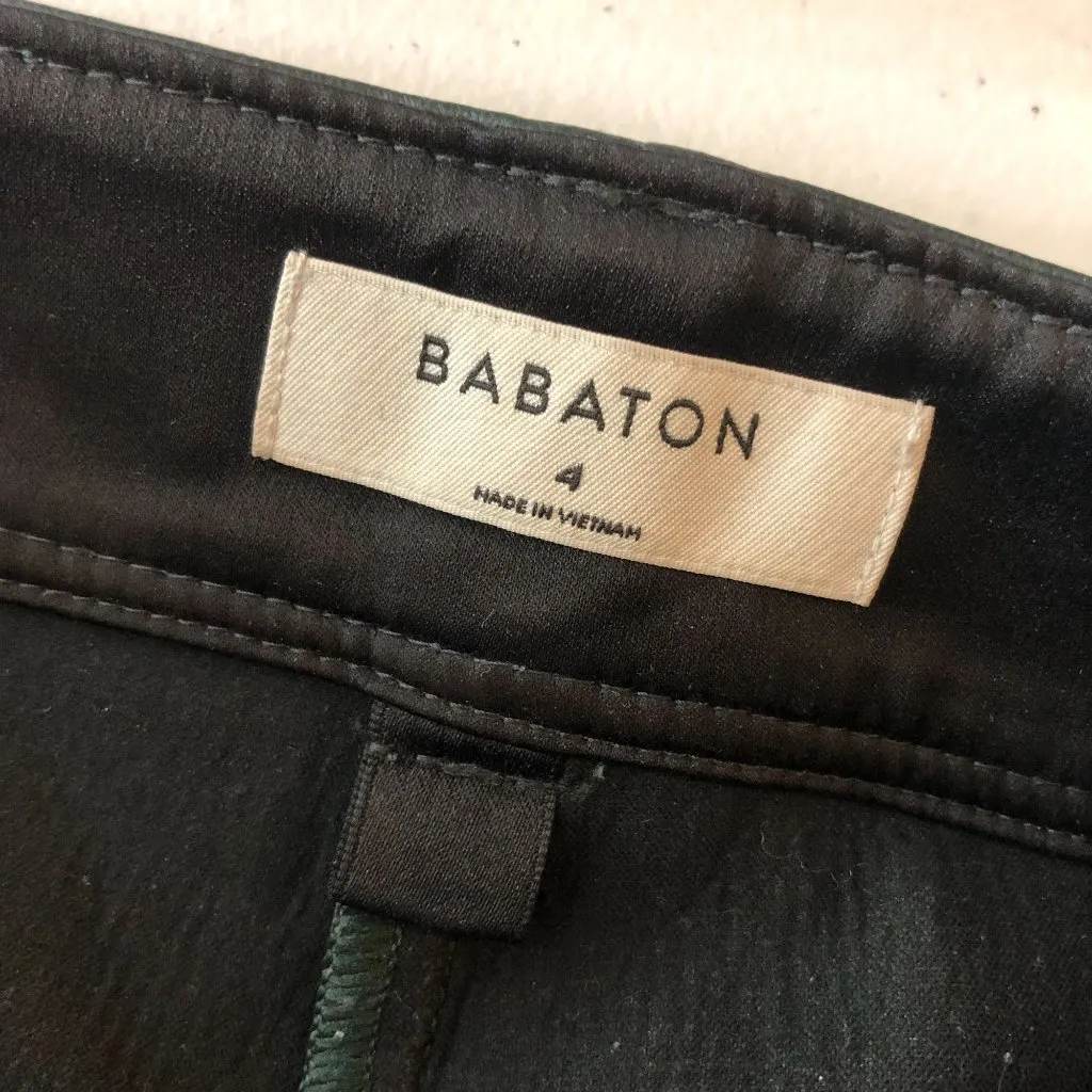 Aritzia Babaton Command Cropped Ultra Soft Vegan Leather Pants Dark Green 4 - Image 4