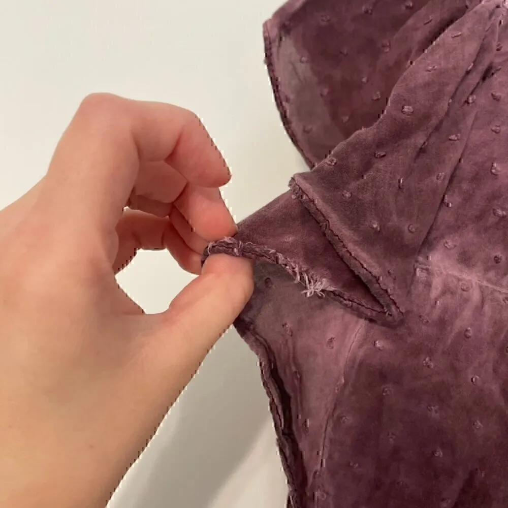 KNOX ROSE Purple Swiss Dot Crochet Eyelet Tie Bow Back Short Flutter Sleeve Top - Image 12