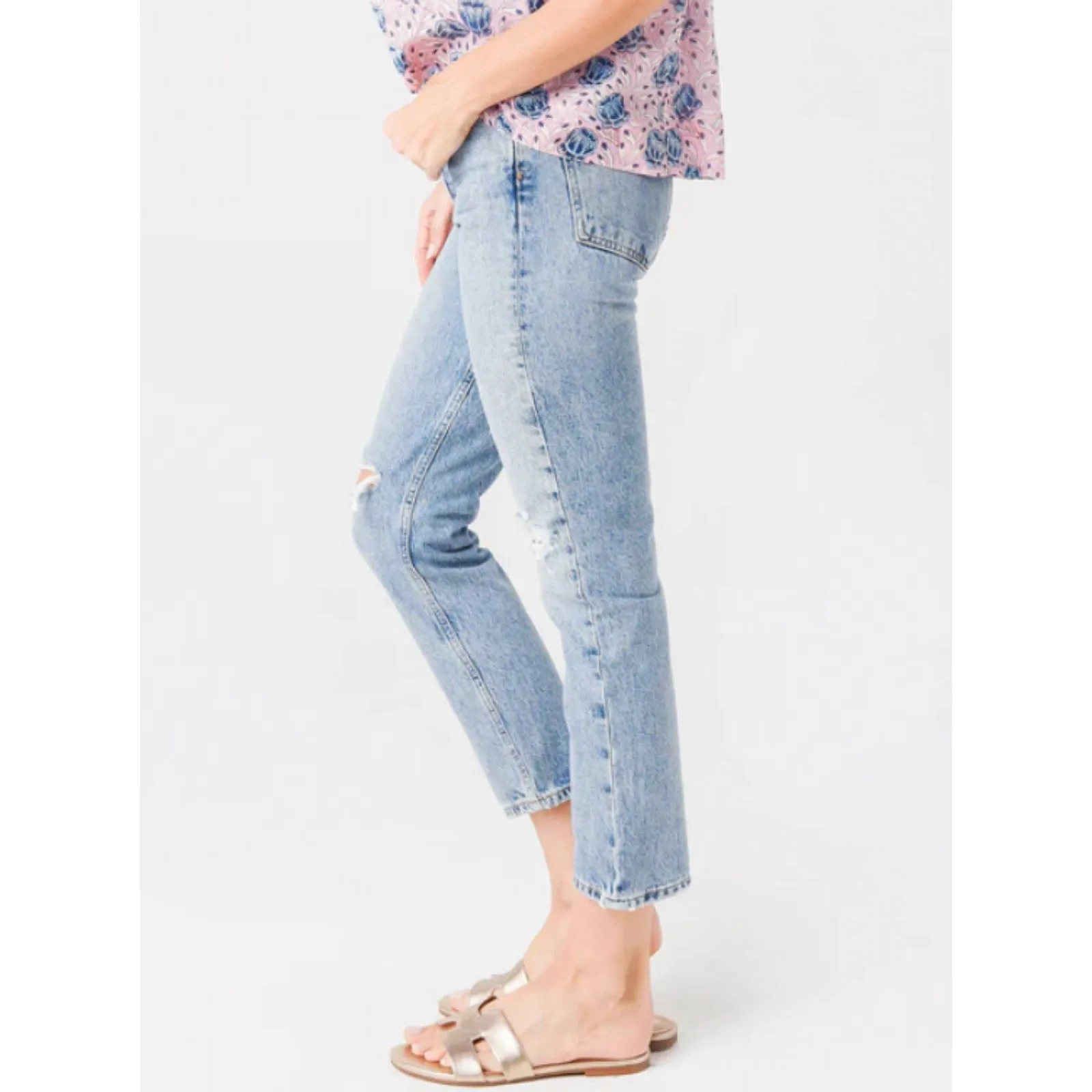 AGOLDE Riley High Rise Straight Crop Jean Vintage Distressed Organic Cotton 30 - Image 7