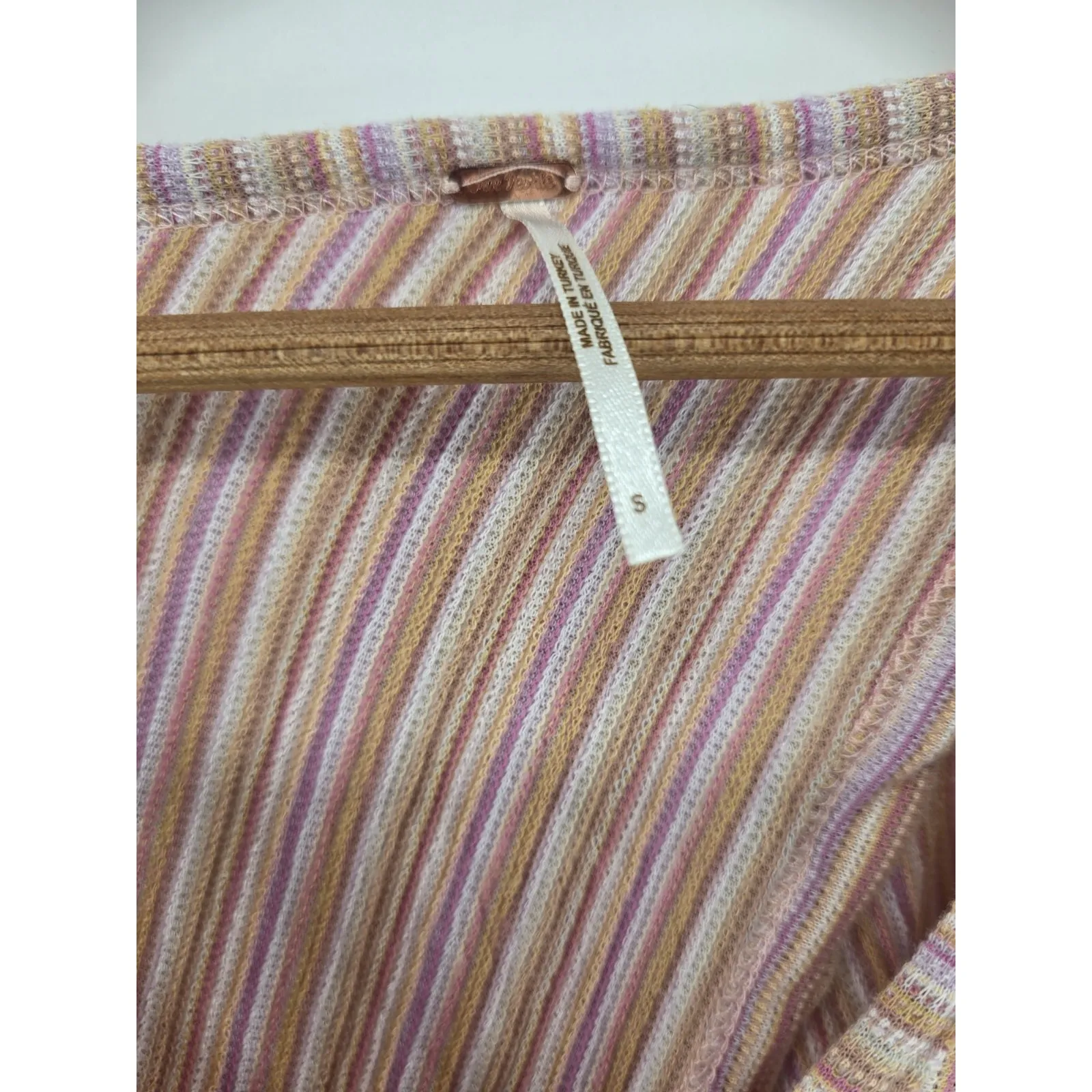 Free People Women's Autumn Nights Stripe Blouson Wrap Top Orchid Rain‎ Small - Image 4