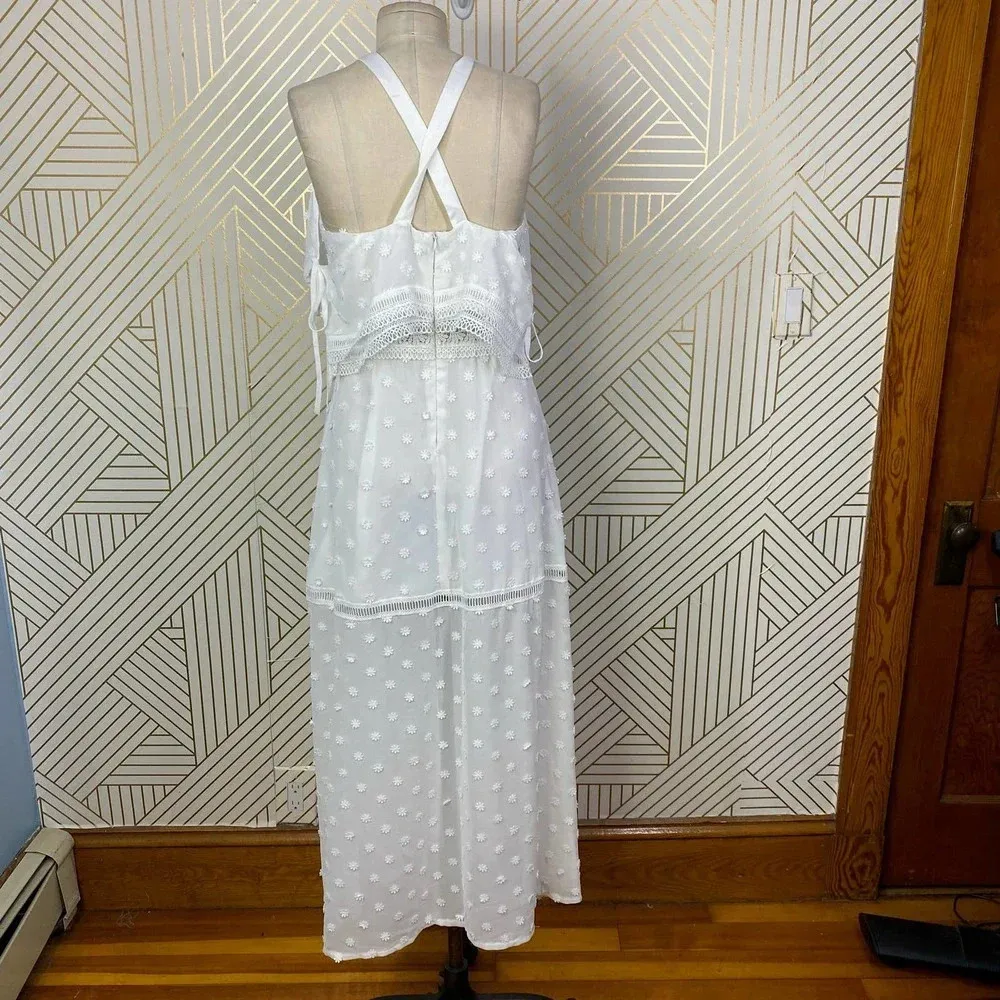 Lioness Cross Back Layered Folk Midaxi‎ Dress in White Boho Size US Small - Image 9