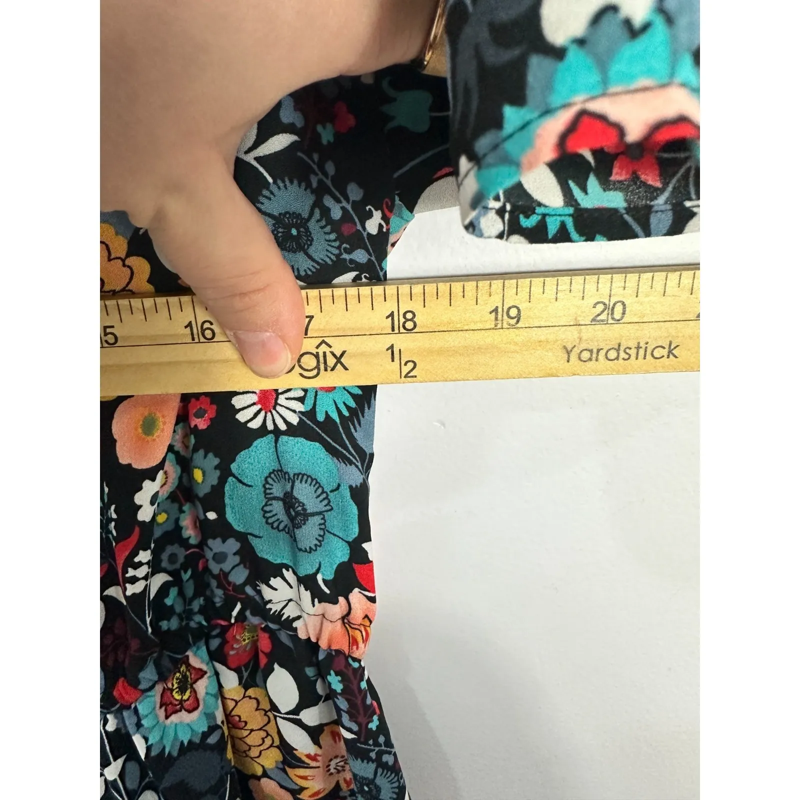 LOFT Floral Boho Off Shoulder Dress Medium Black Cottagecore Peasant Romantic - Image 7