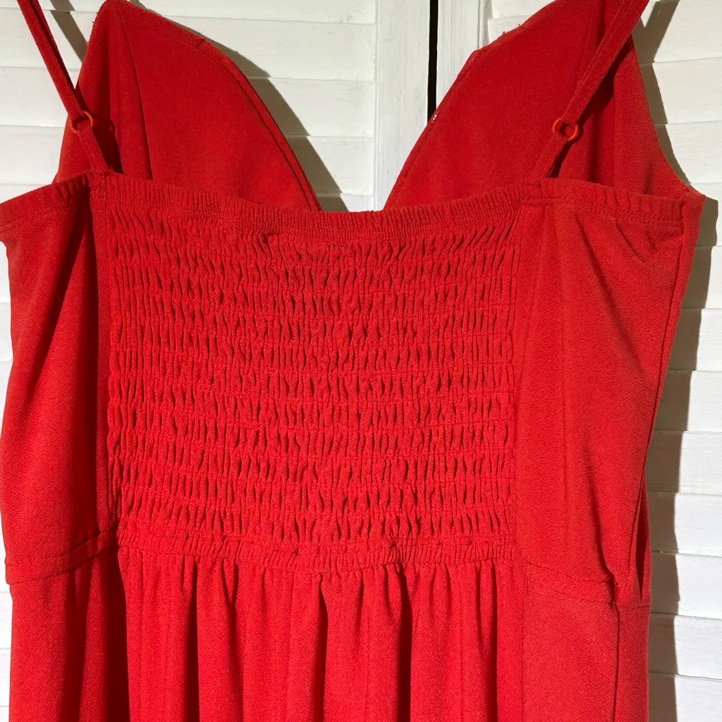 Daytrip BKE  Solid V-Wire Strappy Jumpsuit Bittersweet Red Size Small - Image 7