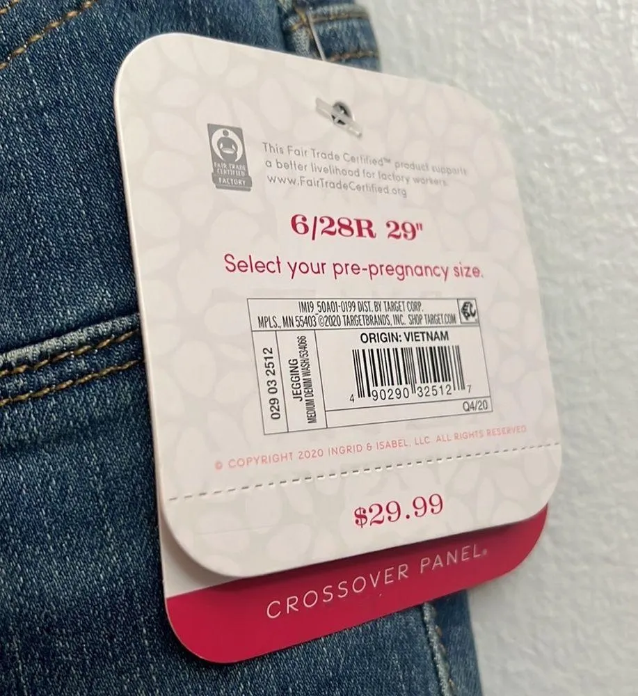 Isabel Maternity  Crossover Panel Jeggings, Light Blue Jeans w/Navy Belly 6/28 - Image 4