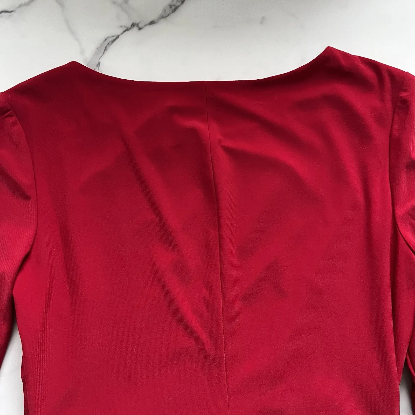 Ralph Lauren Black Label Side ruffle red knee length dress size 10 classic Chic - Image 8