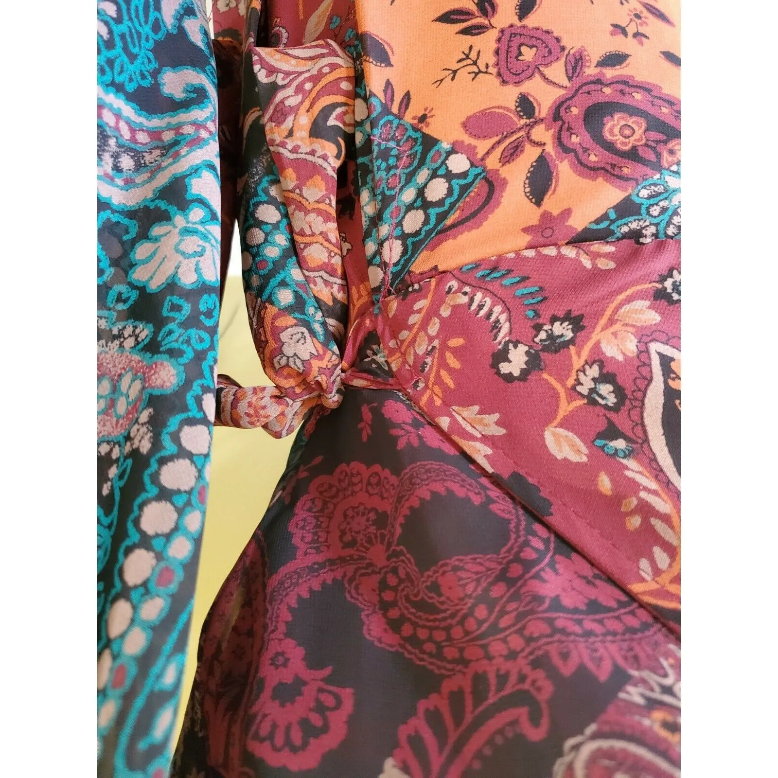 SPIRIT OF GRACE Wrap VNeck Cap Sleeve Floral Dress Cottagecore S - Image 4