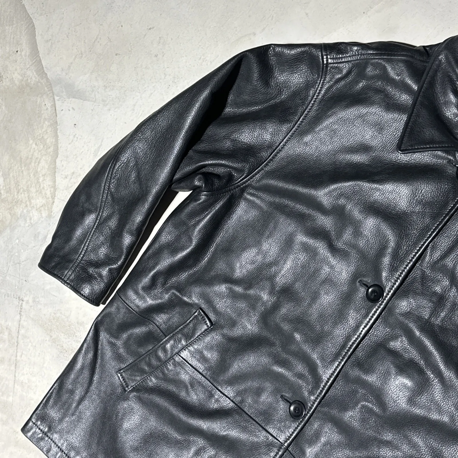 Eddie Bauer Outdoor Outfitter Women Genuine Leather Jacket Black SZ XL 4 Button - Image 4