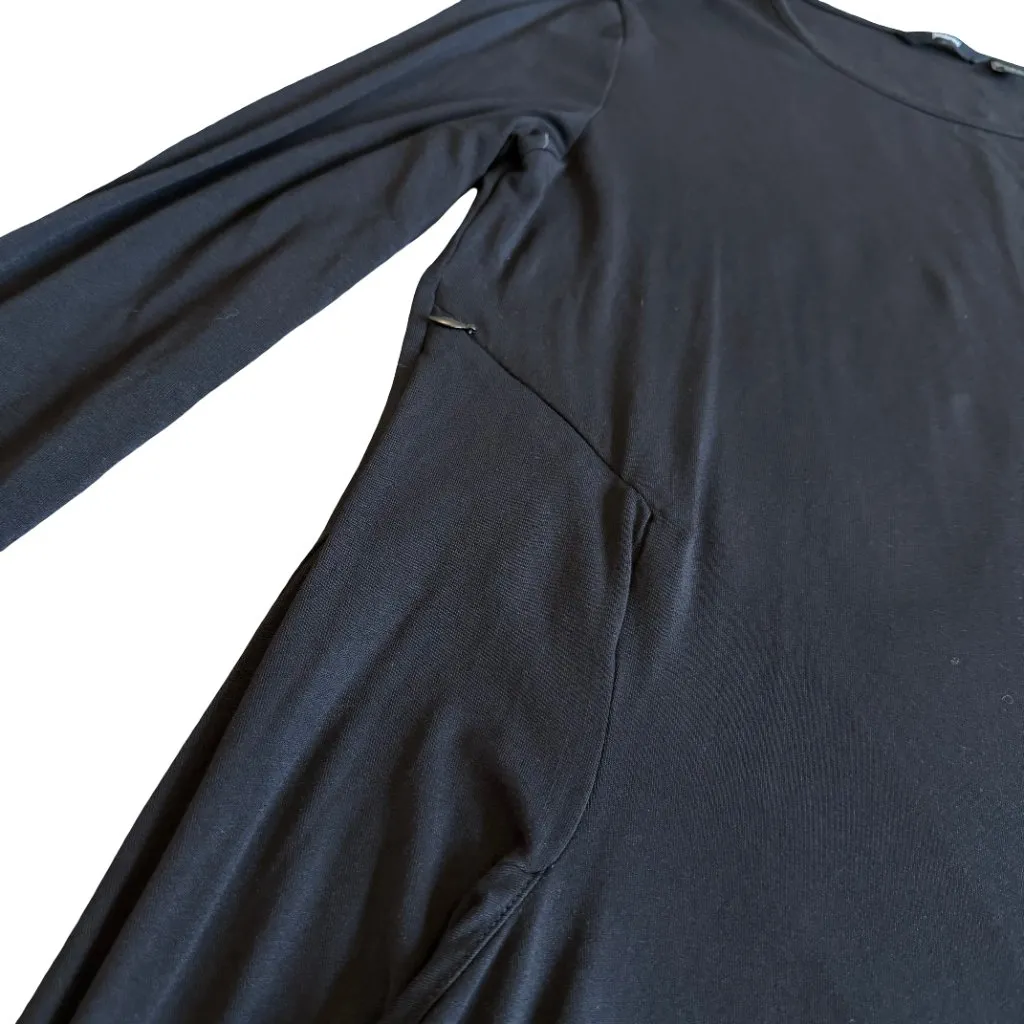 Betabrand Sweatshirt Travel Dress Black Packable Silk Modal Stretch Size Small - Image 4