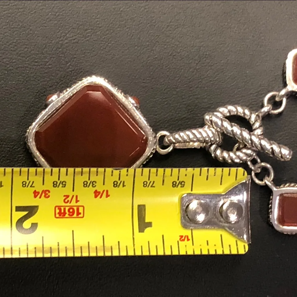 BARSE Reversible Sterling Silver & Carnelian Rope Design Toggle Necklace - Image 7