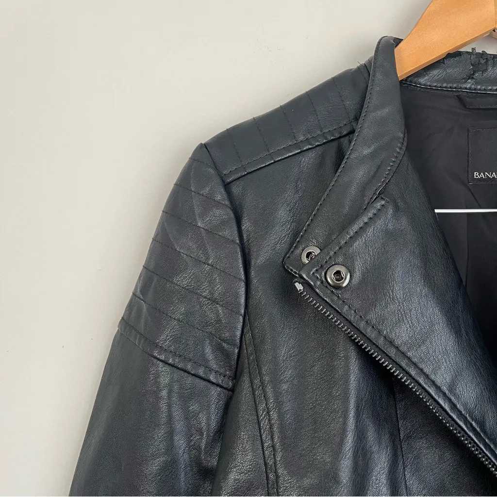 Banana Republic Black Vegan Leather Moto
Jacket Size Medium - Image 6