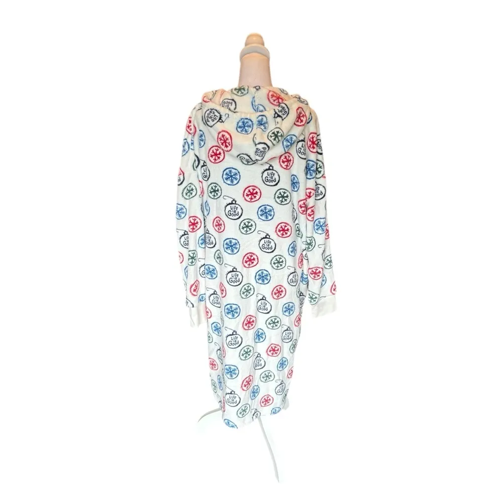 Life Is Good Plush Hooded Nightgown Dress With Pockets Christmas Womens Medium - Image 2