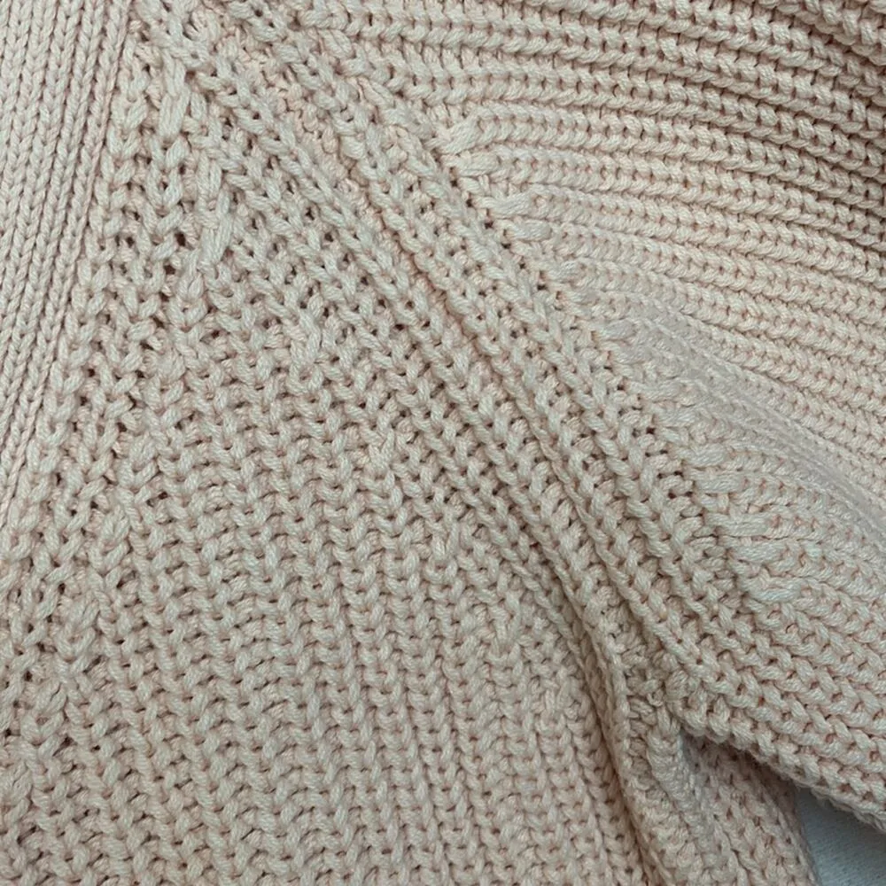 Sabo Skirt womens Large knit wrap sweater dress elle tie waist pink v neck - Image 13