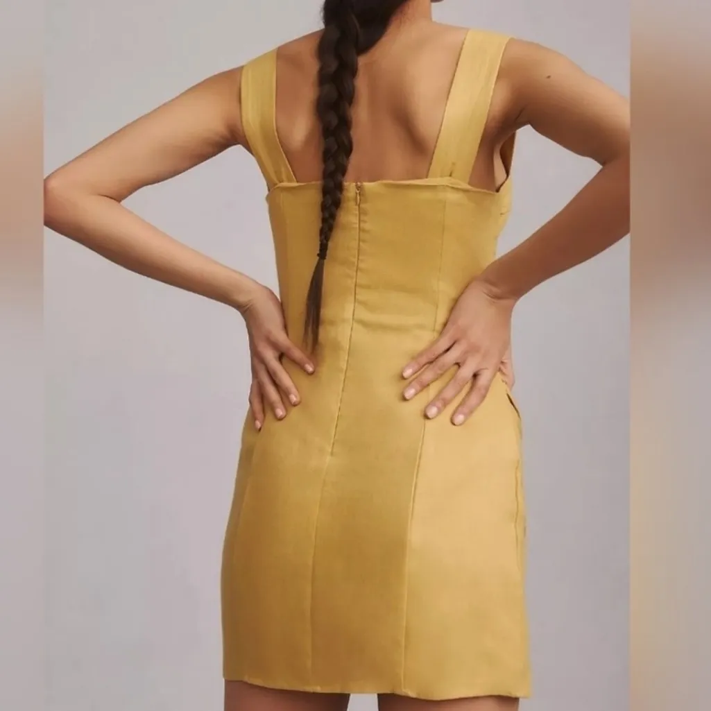 Reformation Women’s Kerrigan Linen Tank Dress in Tuscan Sun Mustard Yellow Sz 0 - Image 6