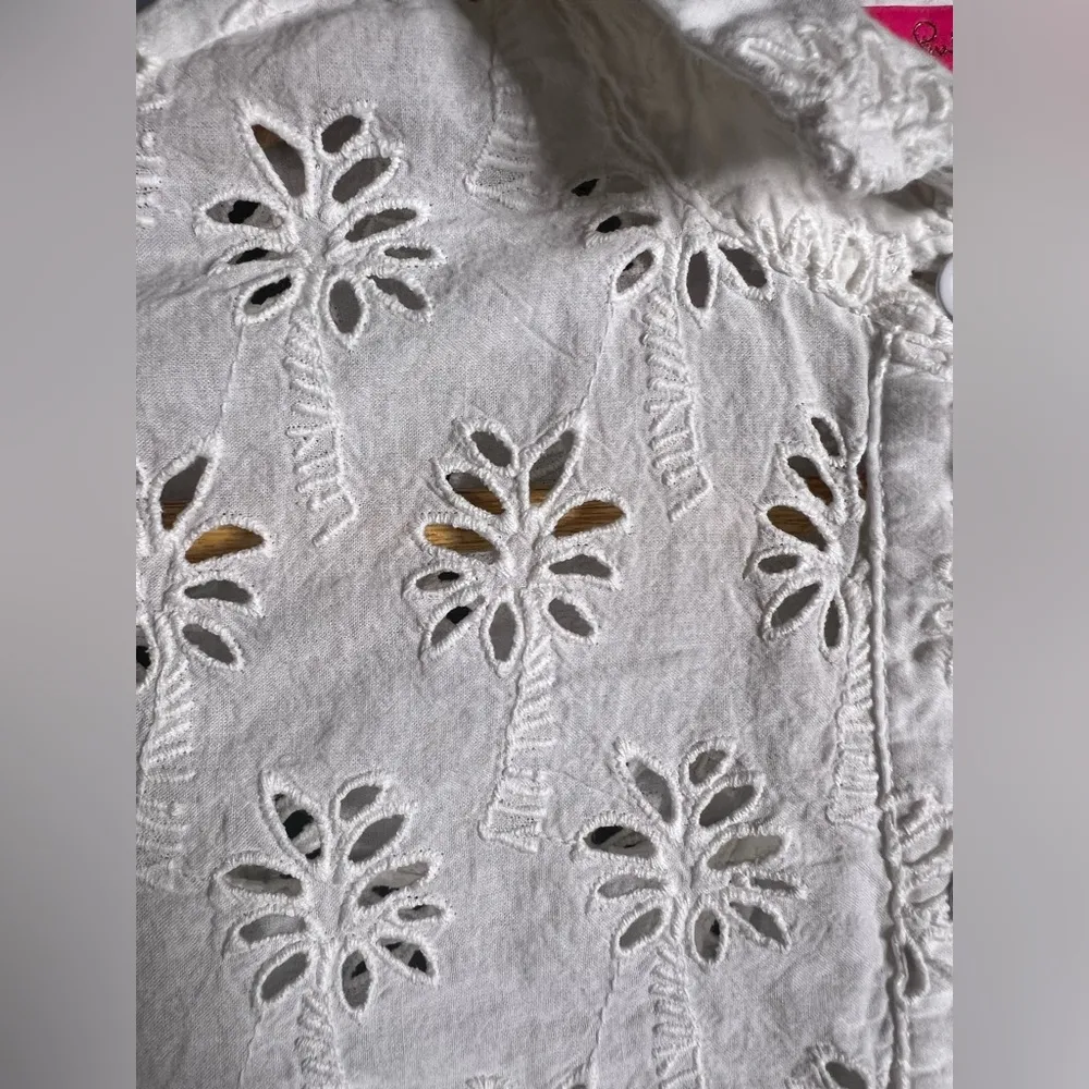 Lilly Pulitzer Gala Coverup Resort White Lilly Palm Tree Eyelet SIZE XXS - Image 7