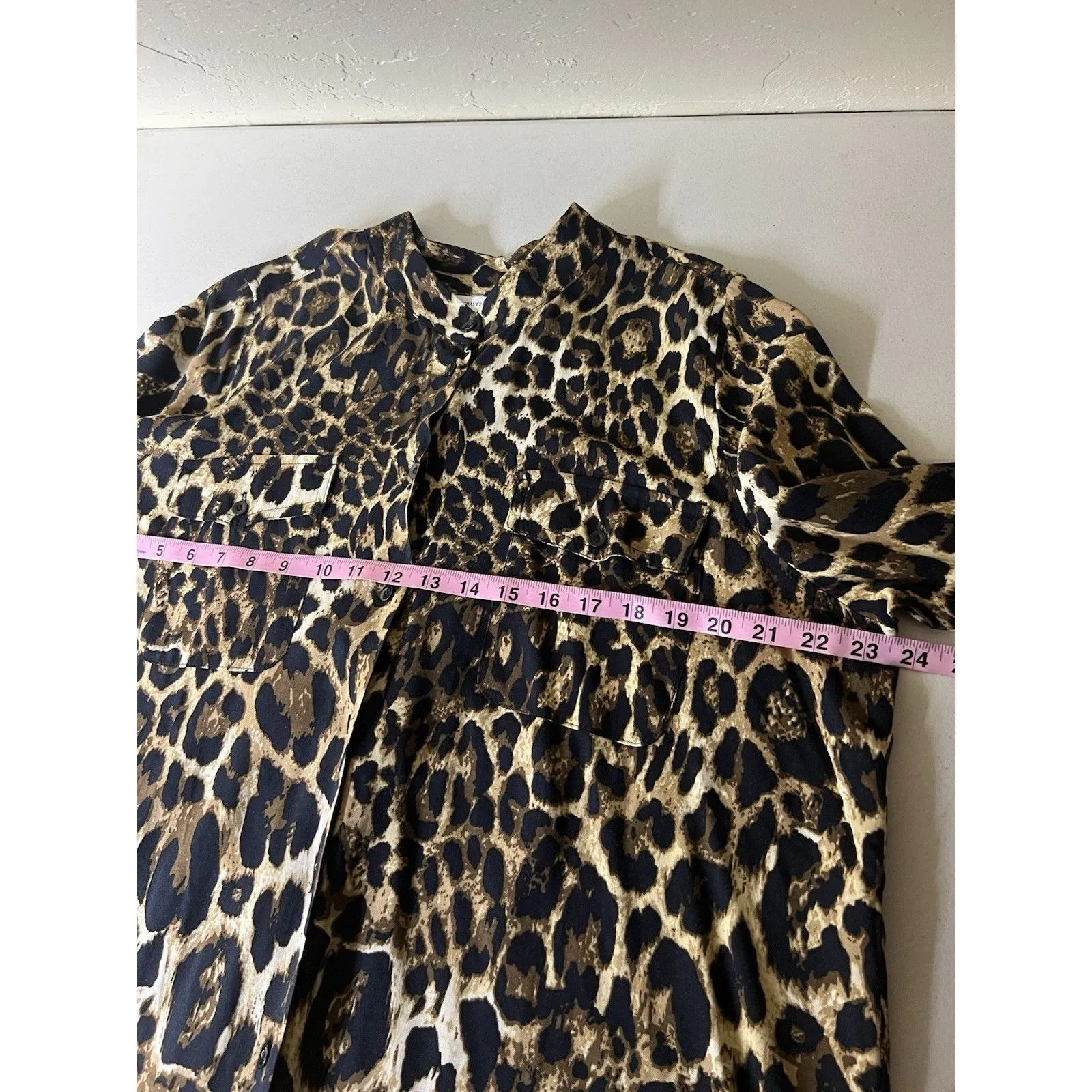 Susan Graver Button Down Top Womens L Brown Animal Print Long Sleeve Mobwife - Image 4