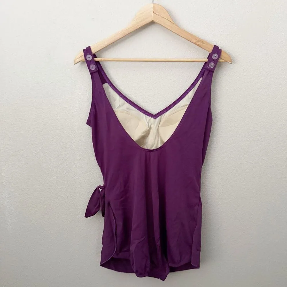ROXANNE | Skirt Swimsuit Orchid Purple Bra Size Tie Size Ruched | Size 16, 40D - Image 4