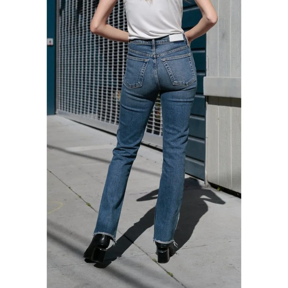 RE/DONE Womens Jeans Double Needle Long Stretch Mid 80s Wash Button Fly 24 - Image 2