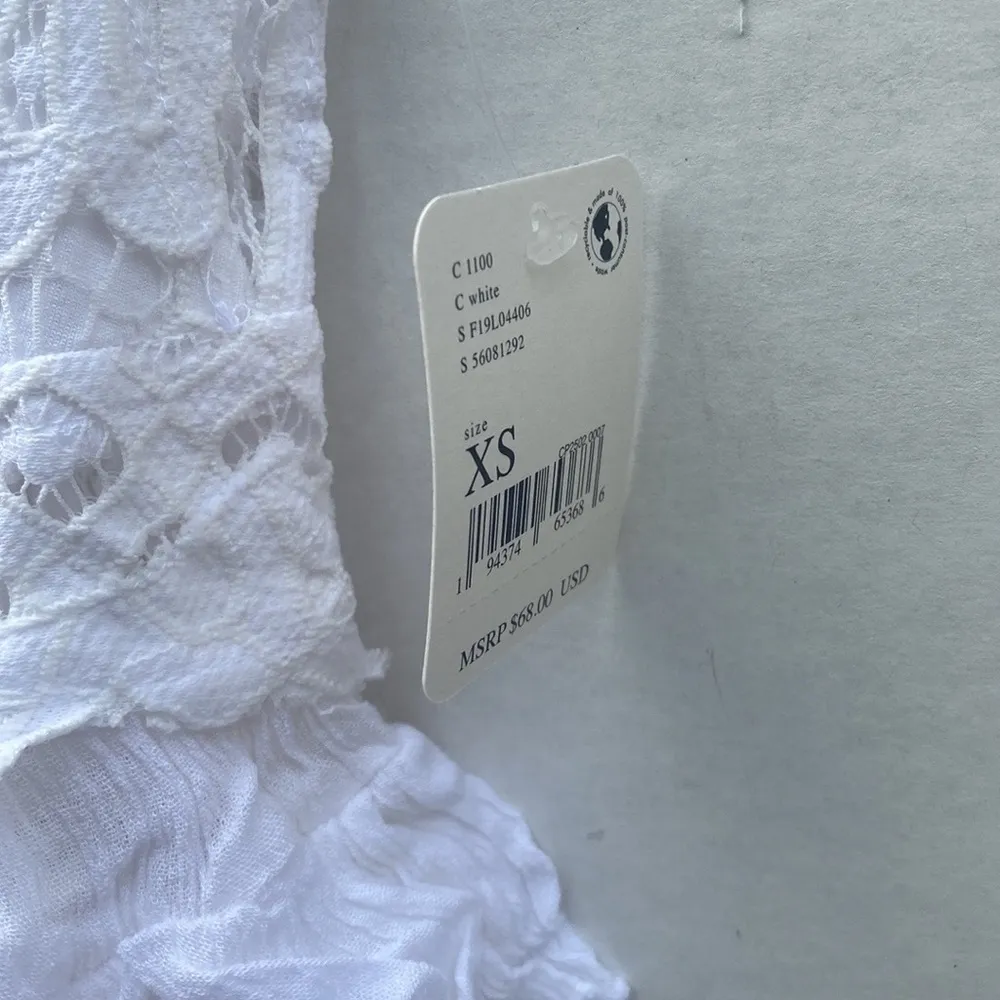 NWT Free People Womens XS white Adella lace crotchet cross strap cami top - Image 7