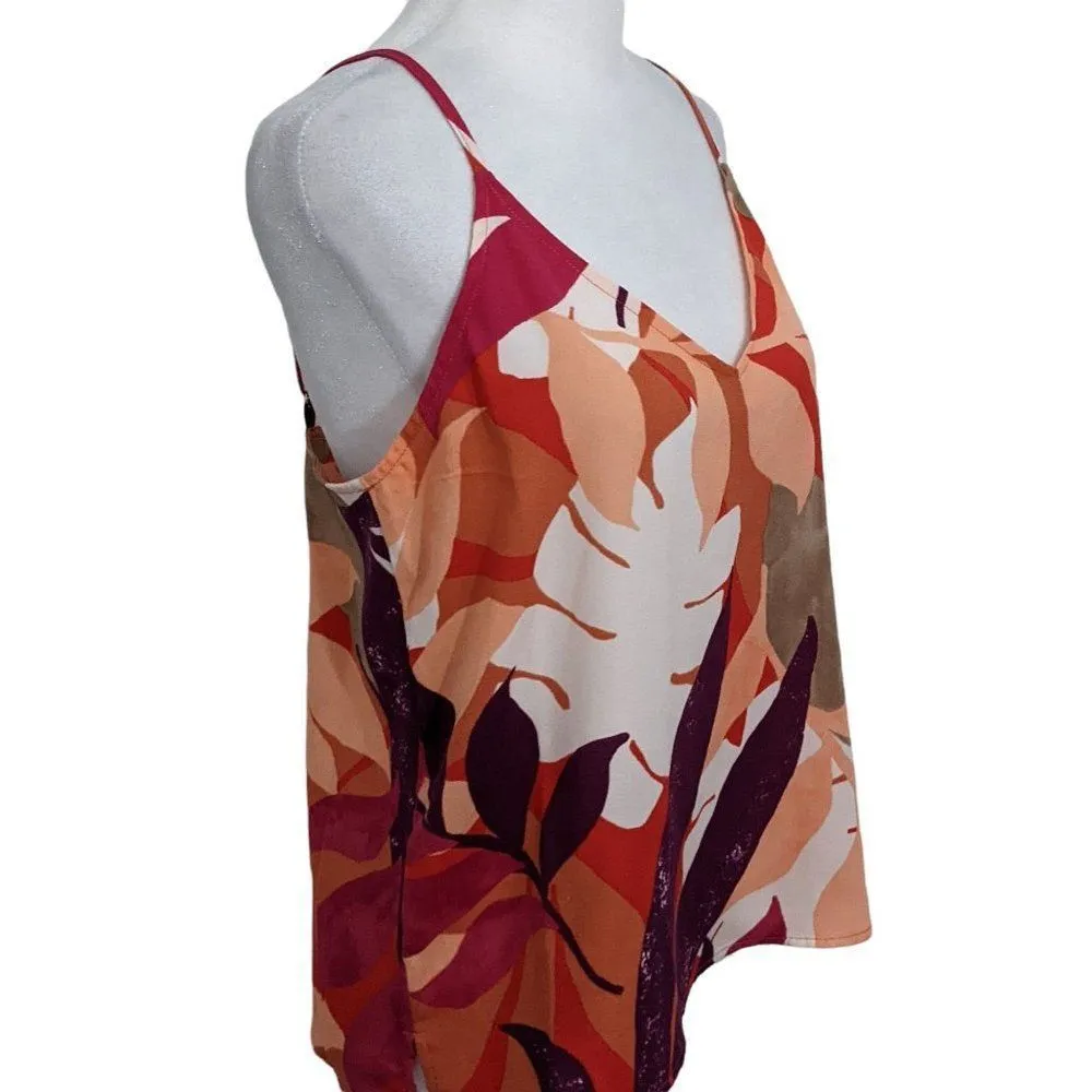 a new day Pink and Orange Floral Tank Top Size XS NWT Colorful Print Cami Top - Image 2