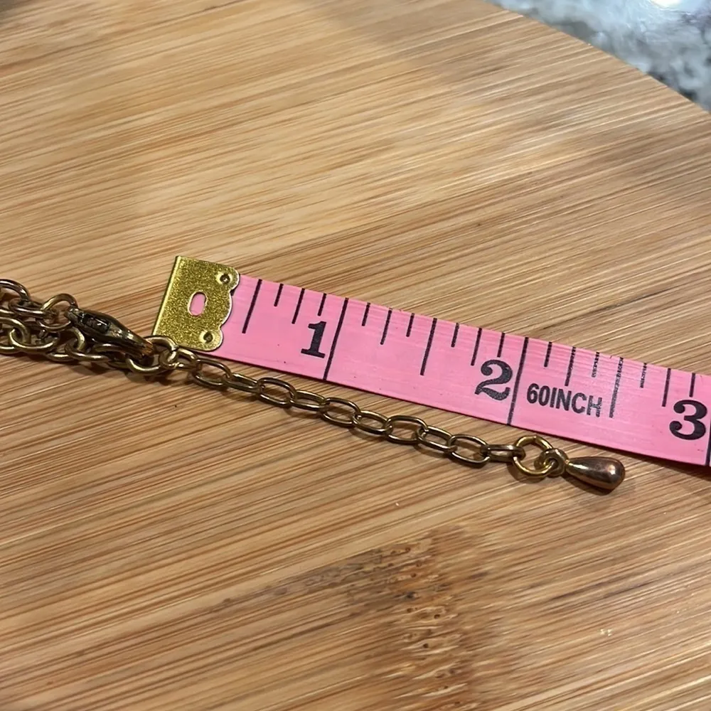 Boho Gypsy coins necklace in gold tone metal and rhine stones - Image 9