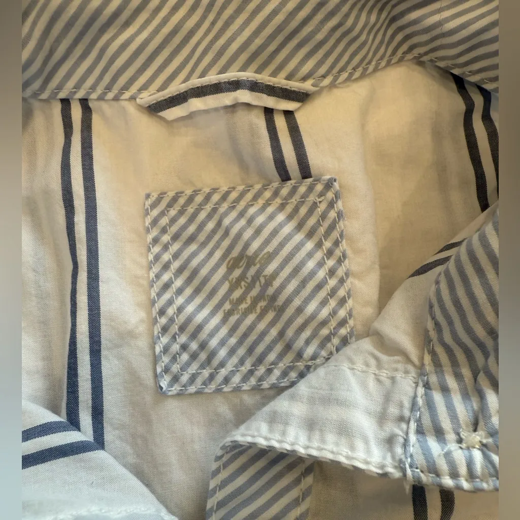 aerie Oversized Good Day Button Down Shirt Blue & White Striped Cotton - Image 6