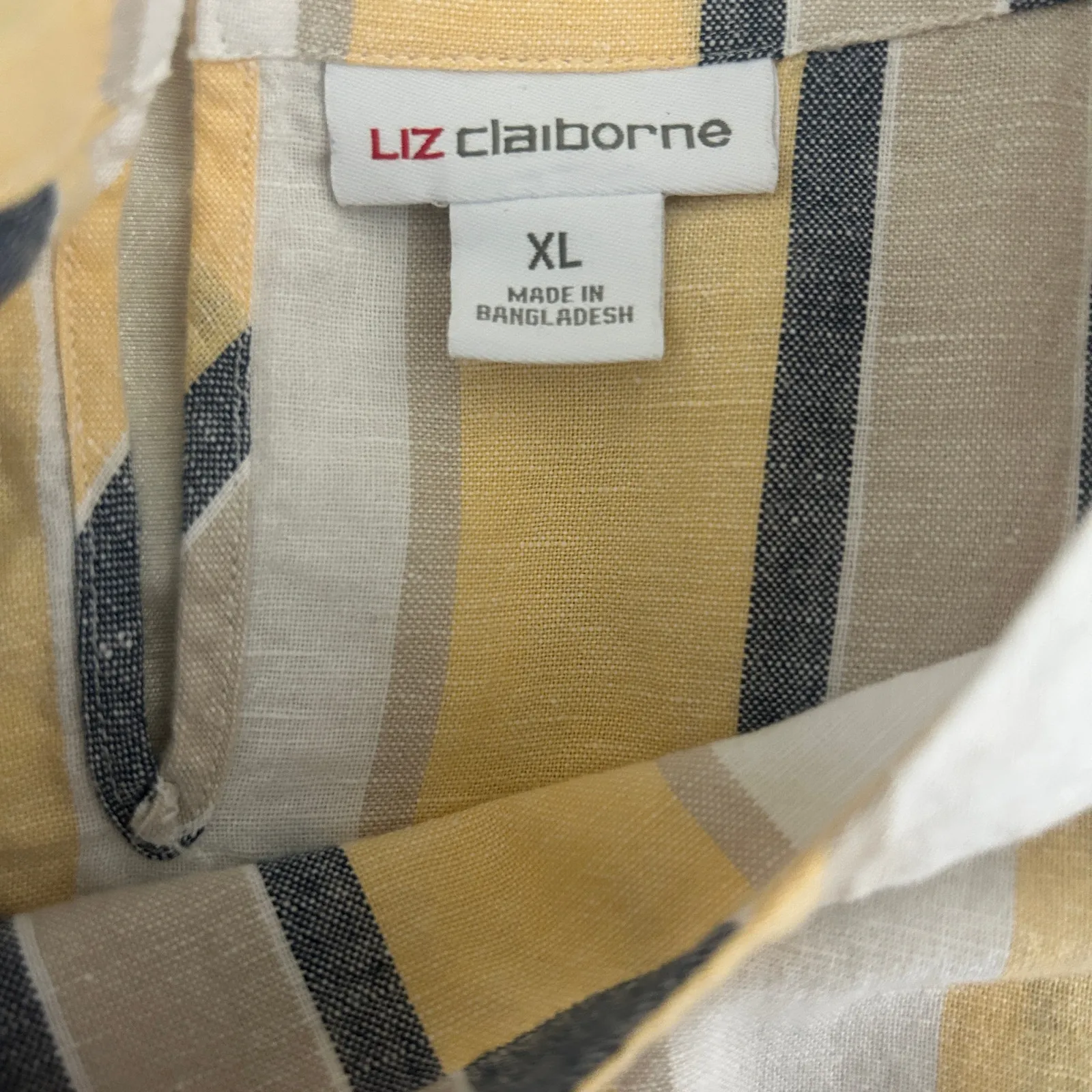 Liz Claiborne Women Top 1X Soft‎ Muted Striped Twill Coastal Beachy Resort Vacay - Image 2