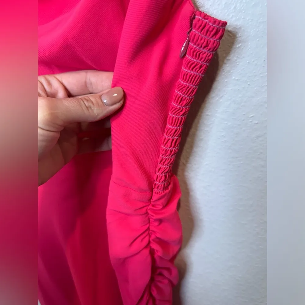 Amanda‎ Uprichard Pink Cowl Neck Ruched Asymmetrical Hem Dress Size S - Image 5