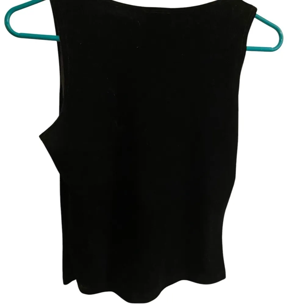 Vintage 90s y2k black velvet rhinestone detail sleeveless party top grunge glam - Image 8