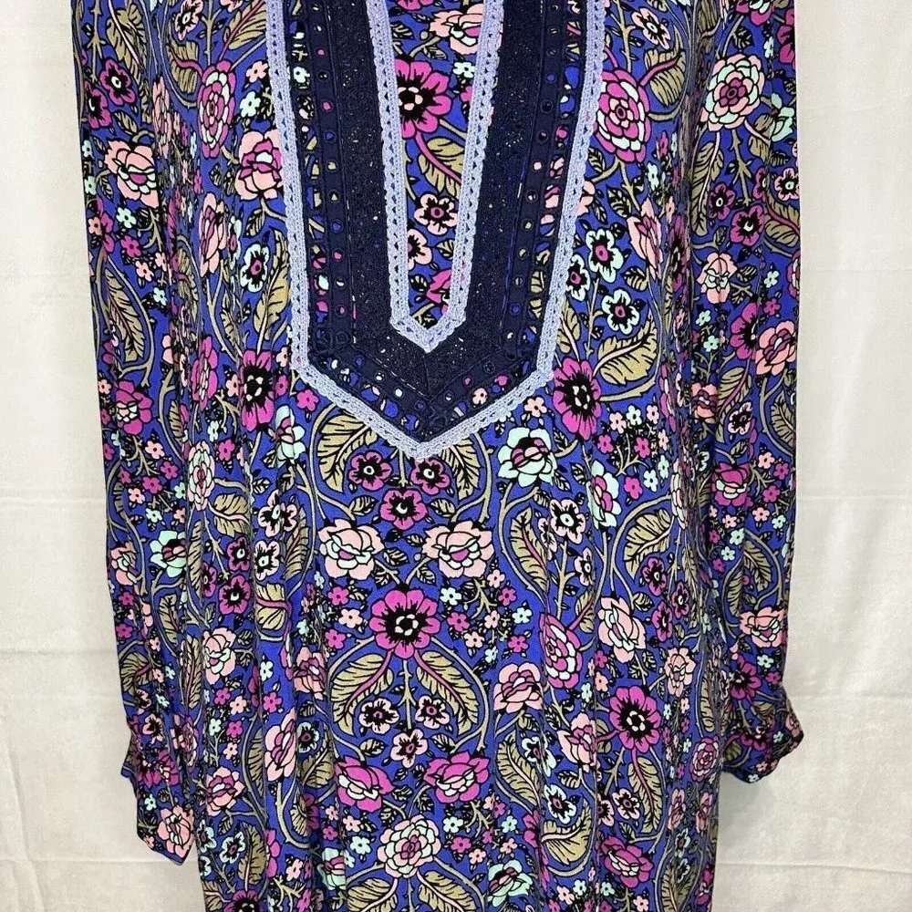 Matilda Jane THOUGHTS AND DREAMS Dress Boho Hi Lo Floral Rayon Lace Sz M - Image 4