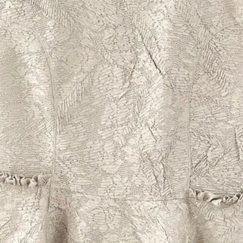 Zara W&B Collection Lace Peplum Top Blouse Sleeveless Back ZipUp Stretch M Beige - Image 7