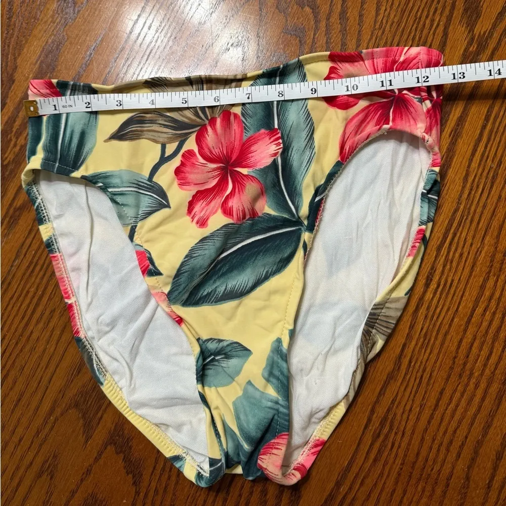 Halter Tankini Top Floral Tropical Print Yellow Red Green Size 10 - Image 6