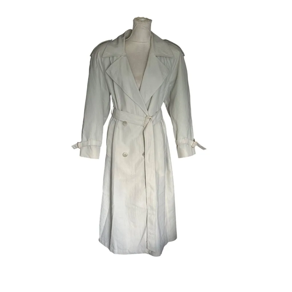 London Fog Trench Coat Women 10P Ivory Vintage Classic Minimalist Chic Academia - Image 10