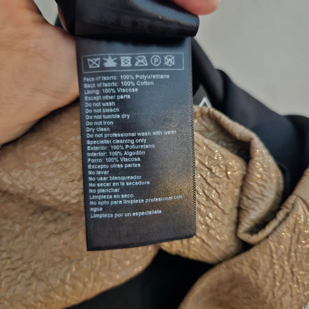 ba&sh Skirt Misty Tan Faux Leather Patent Mini Brown Size Small Button Details - Image 12