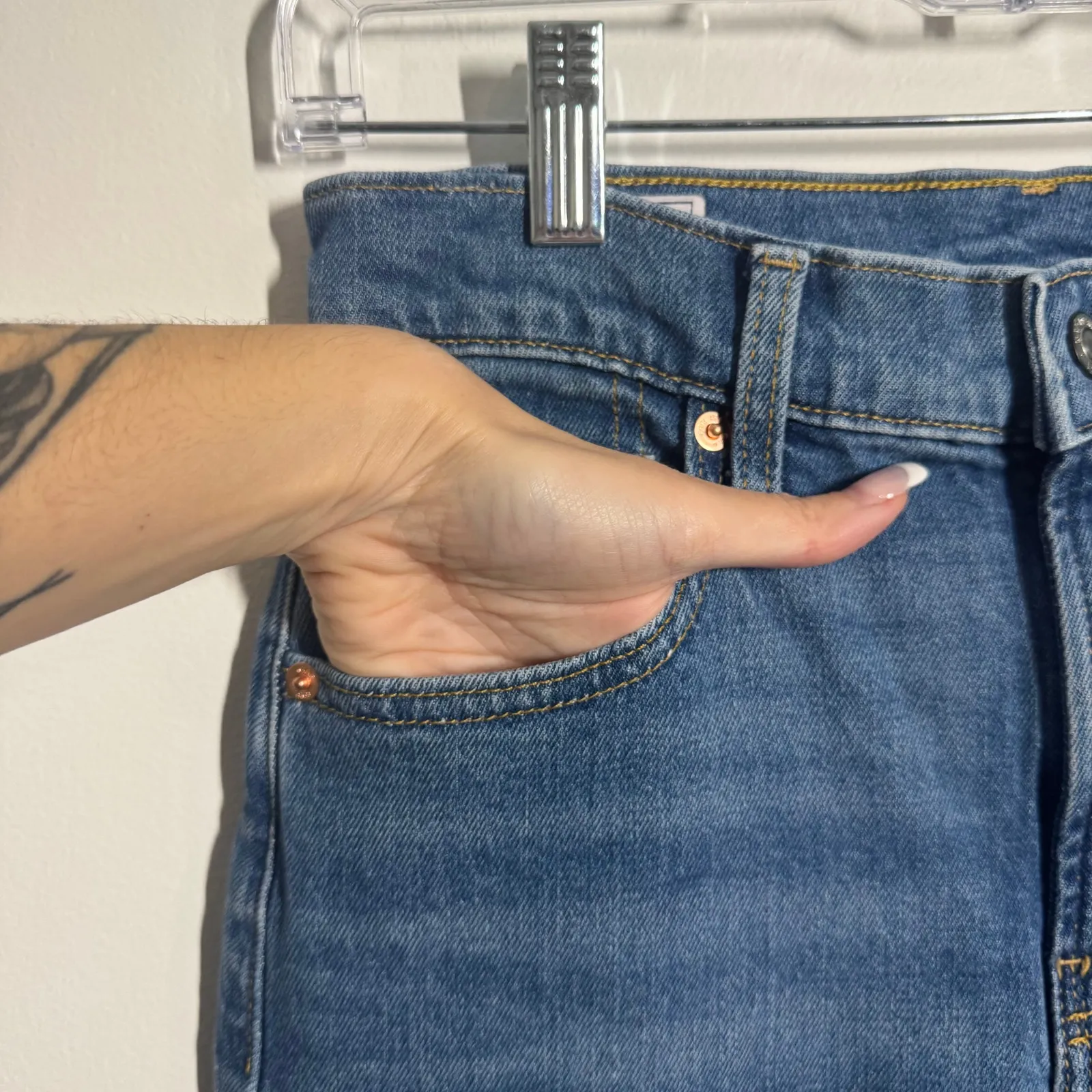 Gap Jeans Women Blue NWT 26/2R High Stride Wide Leg Cotton Medium Wash Minimal - Image 7