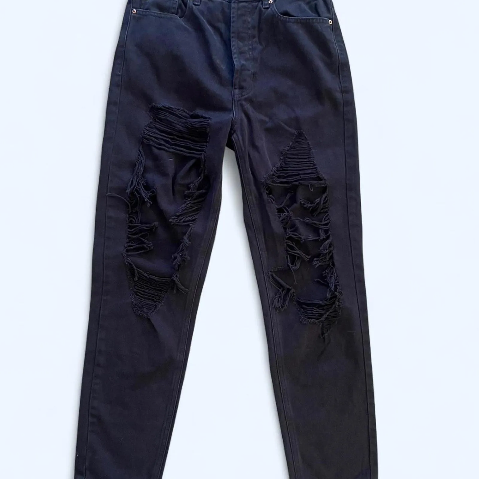 Vintage Black Pac Sun distressed straight denim jeans Size 27 waist - Image 2