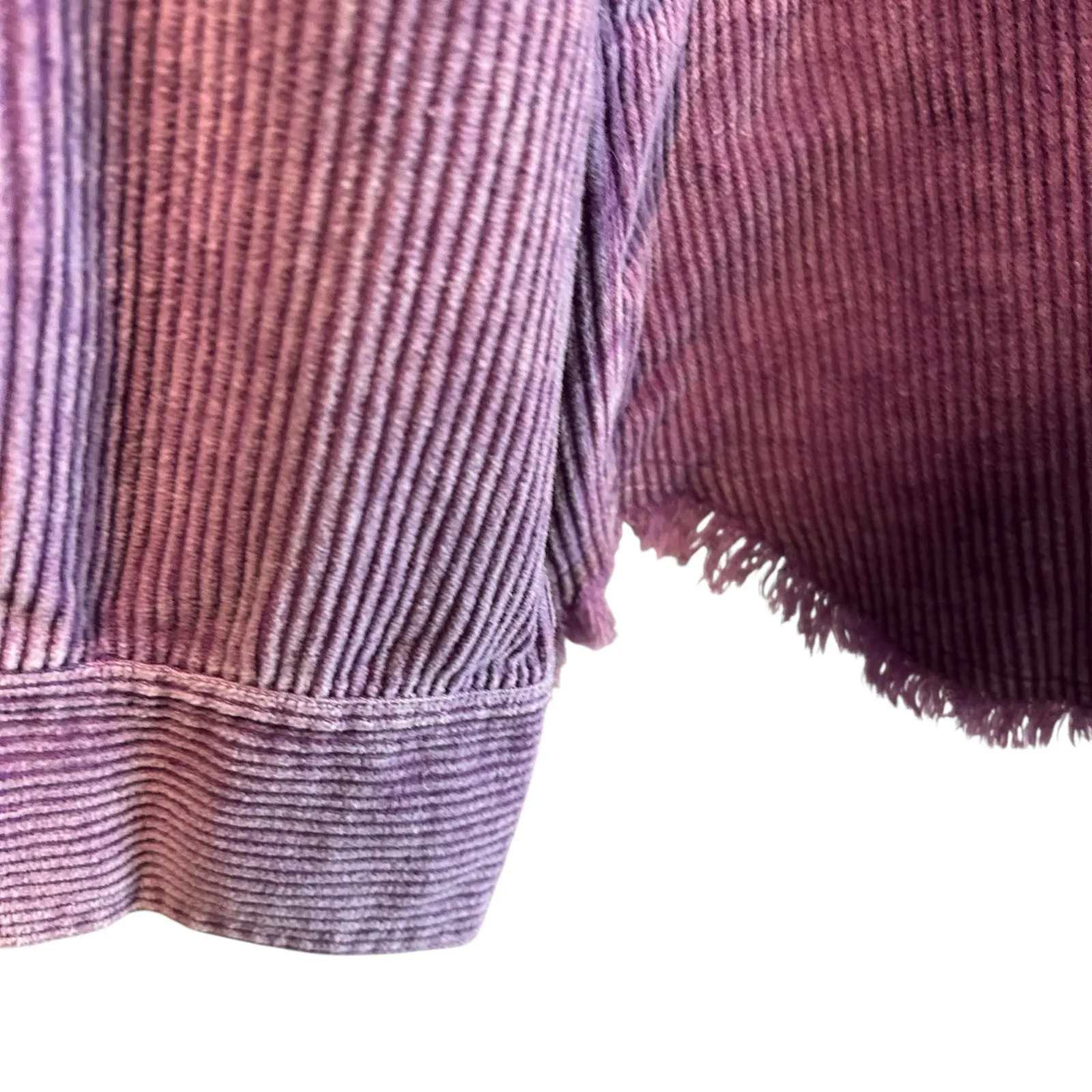 la miel Corduroy Shacket SZ M Purple Button Down Raw Hem Pocket Wide Wale Jacket Size M - Image 10