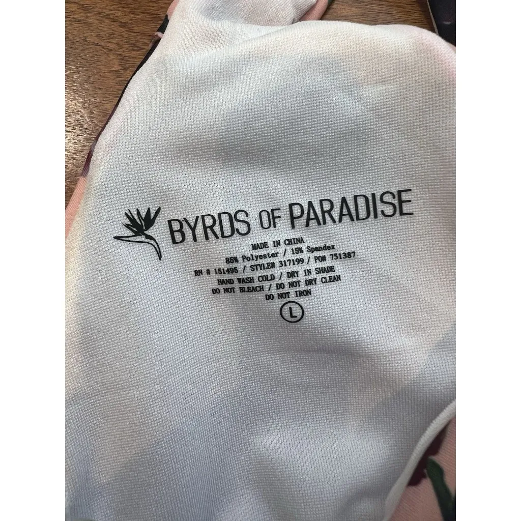 Byrds of Paradise Halter Demasia Bikini Top Large Padded Bra Pink Tropical - Image 5