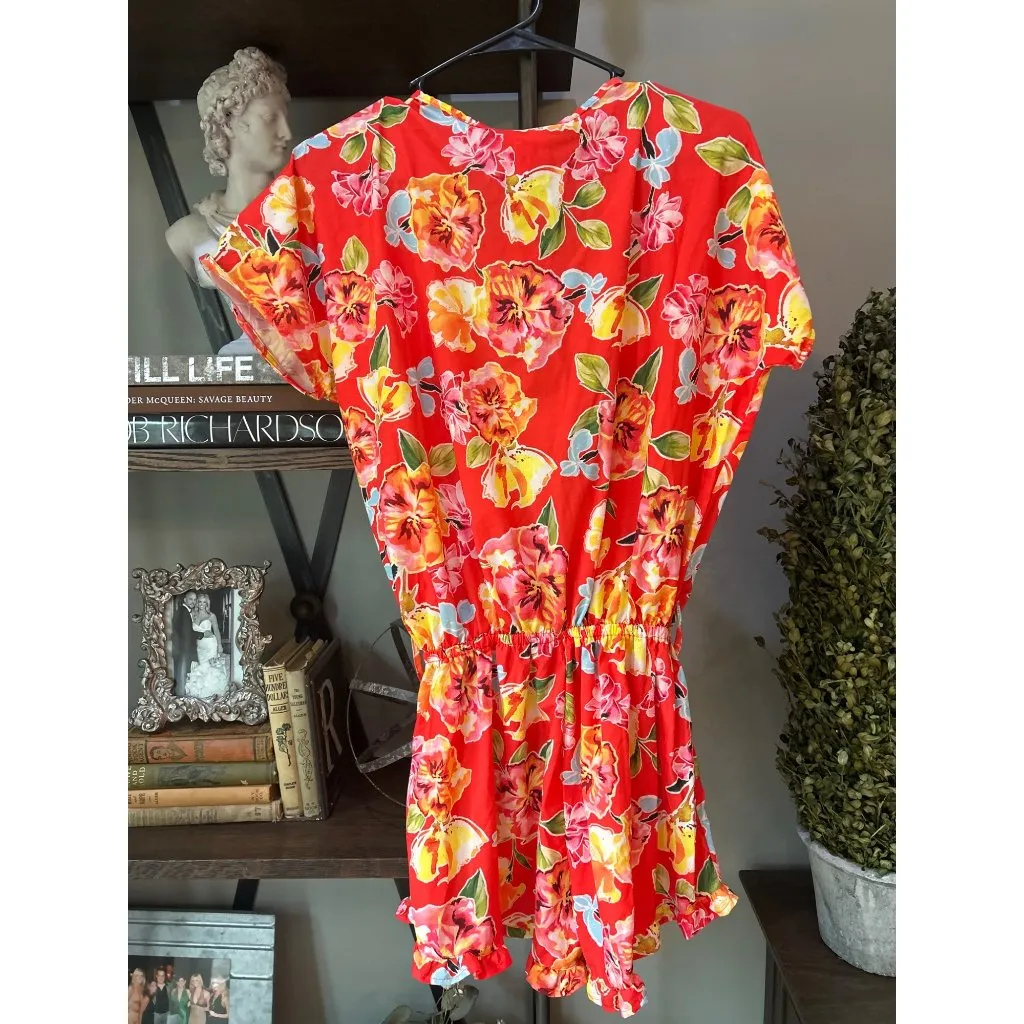 Agua Bendita x REVOLVE Zenda Romper Red Blossom Womens Size Large - Image 7