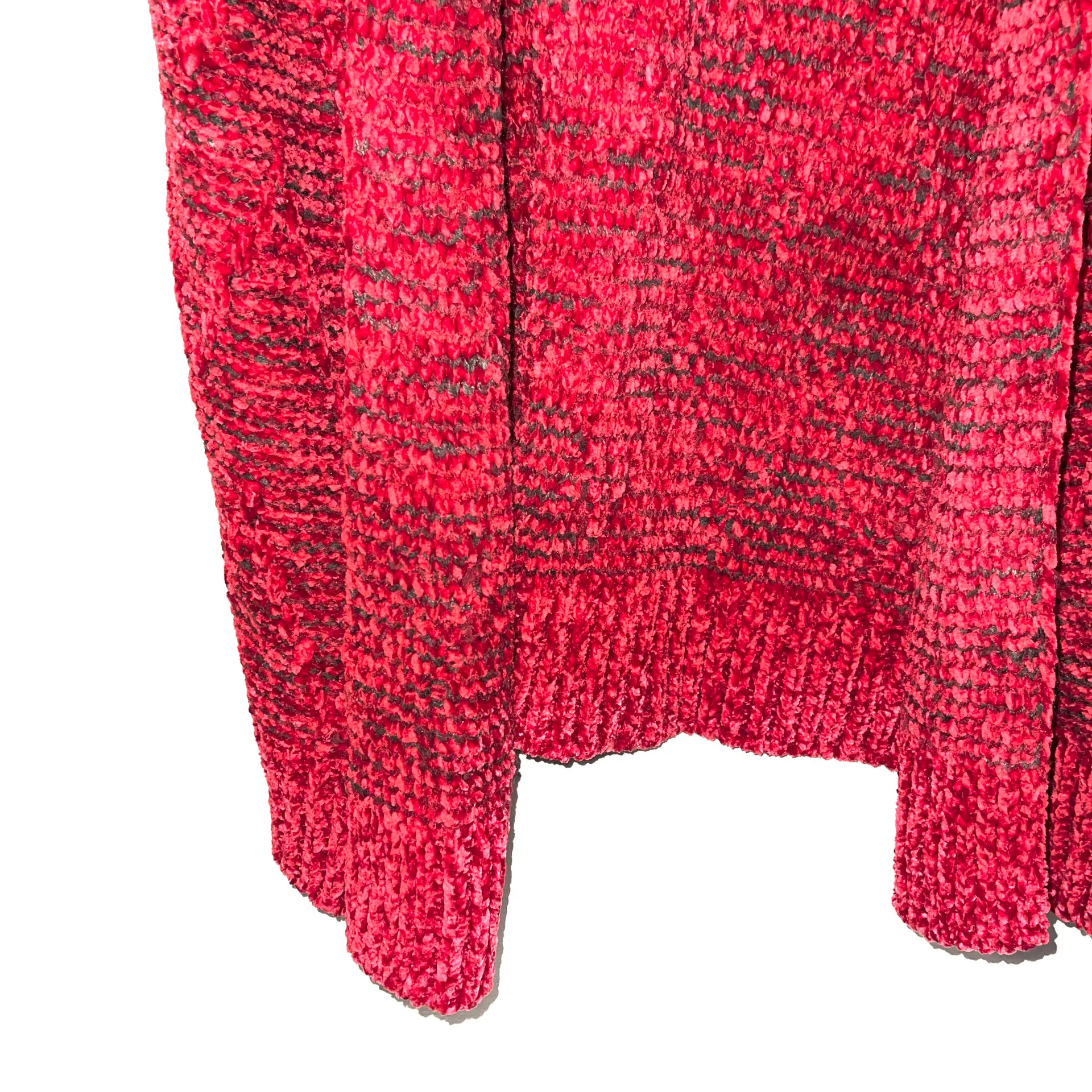 Bright Red Chenille Knit Open Front Cardigan - Image 7