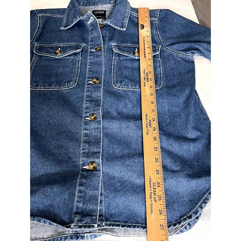 Cavalini women's size X large shacket denim button-up front button pockets - Image 4