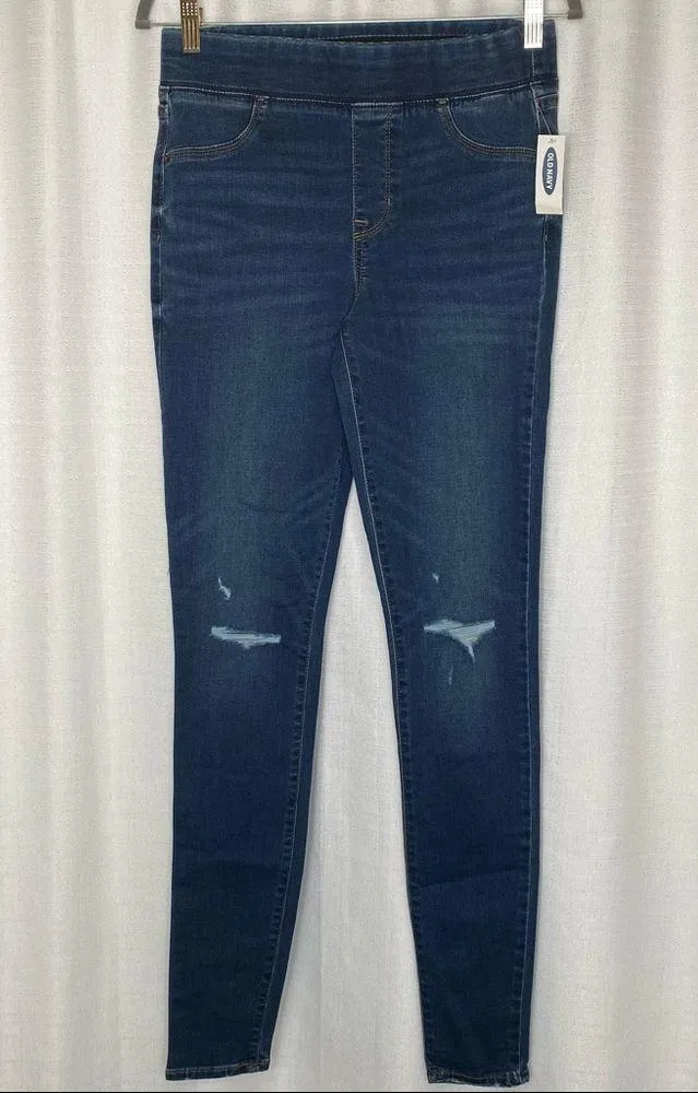 Old Navy Distressed Blue Denim Rockstar Jeggings Size 6 Tall 🆕 - Image 11