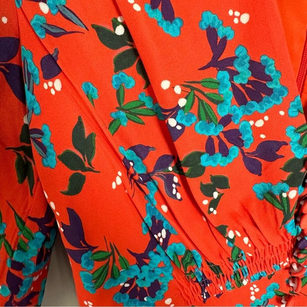 Saloni Eve Dress 4 Tangerine Sweetpea Floral Print Red - Image 9