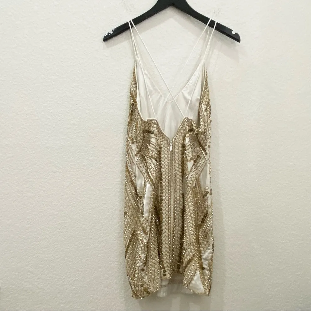 TOPSHOP 10E02QGLD Ivory/Gold Sequin Beaded Mini Party Evening Dress Size 4  Gold - $107 (10% Off Retail) - From Beads