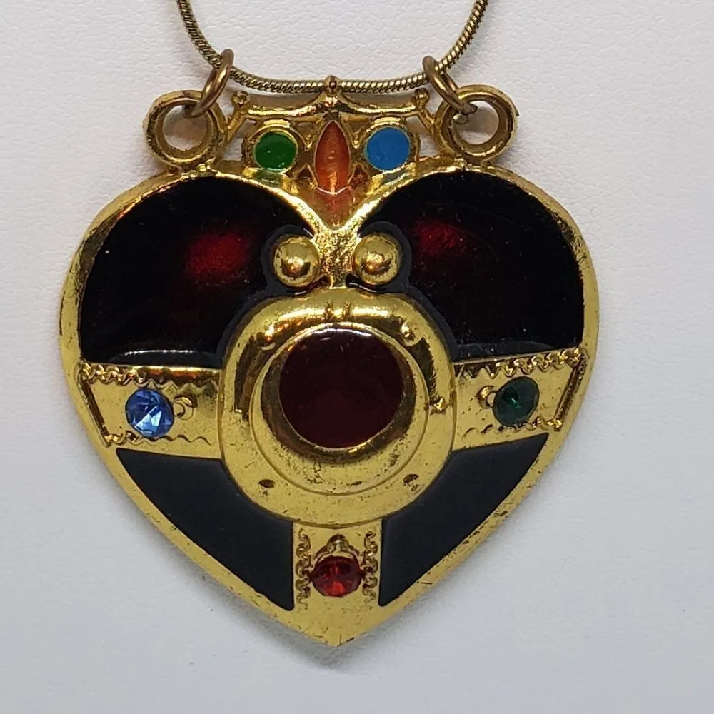 Sailor Moon Red & Gold Heart Crown Necklace - Image 2